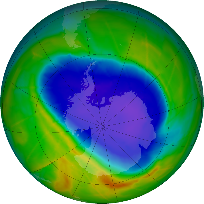 Antarctic ozone map for 17 October 2010